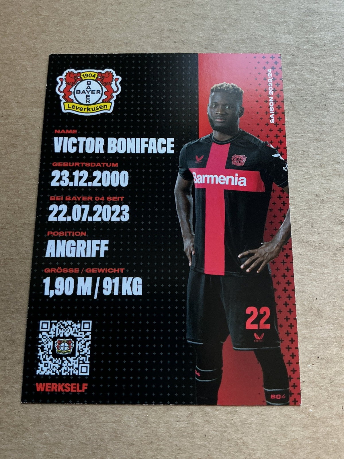 Victor Boniface, Nigeria 🇳🇬 Bayer 04 Leverkusen 2023/24 hand signed - Autographs-World