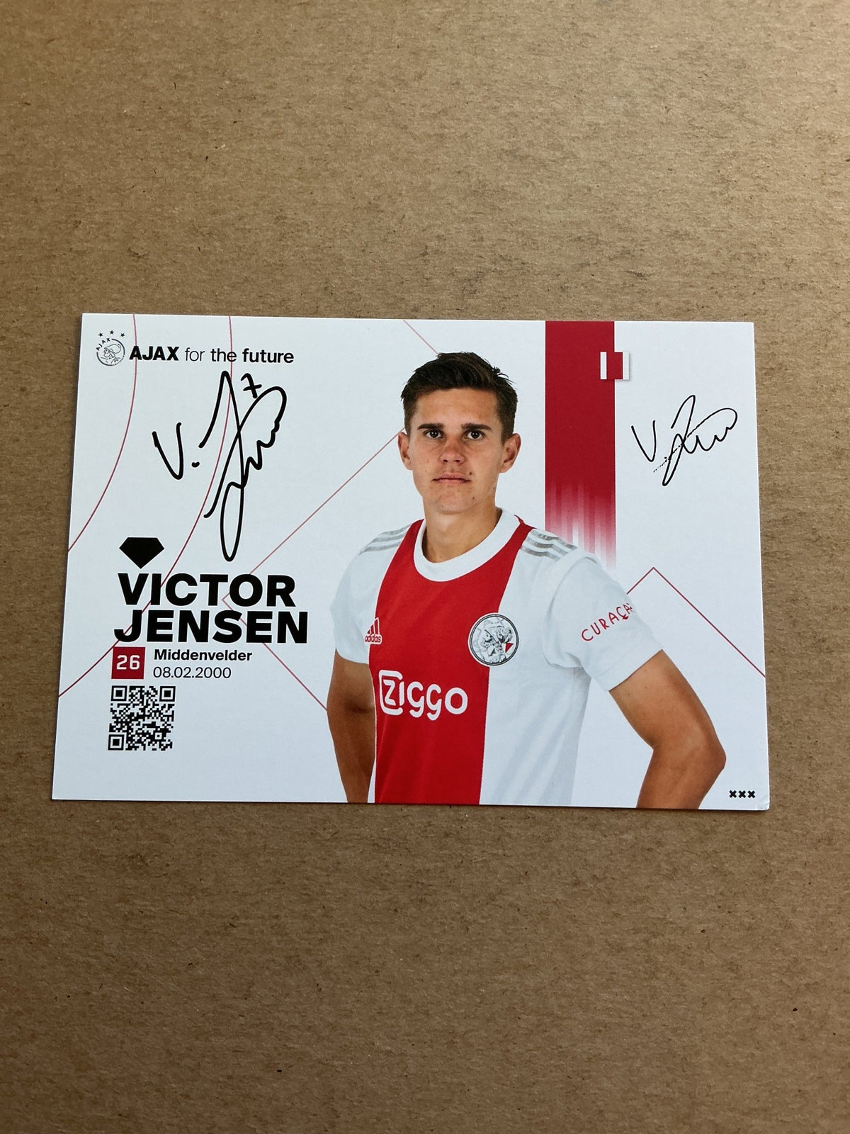 Victor Jensen, Denmark 🇩🇰 Ajax Amsterdam 2021/22 hand signed - Autographs-World