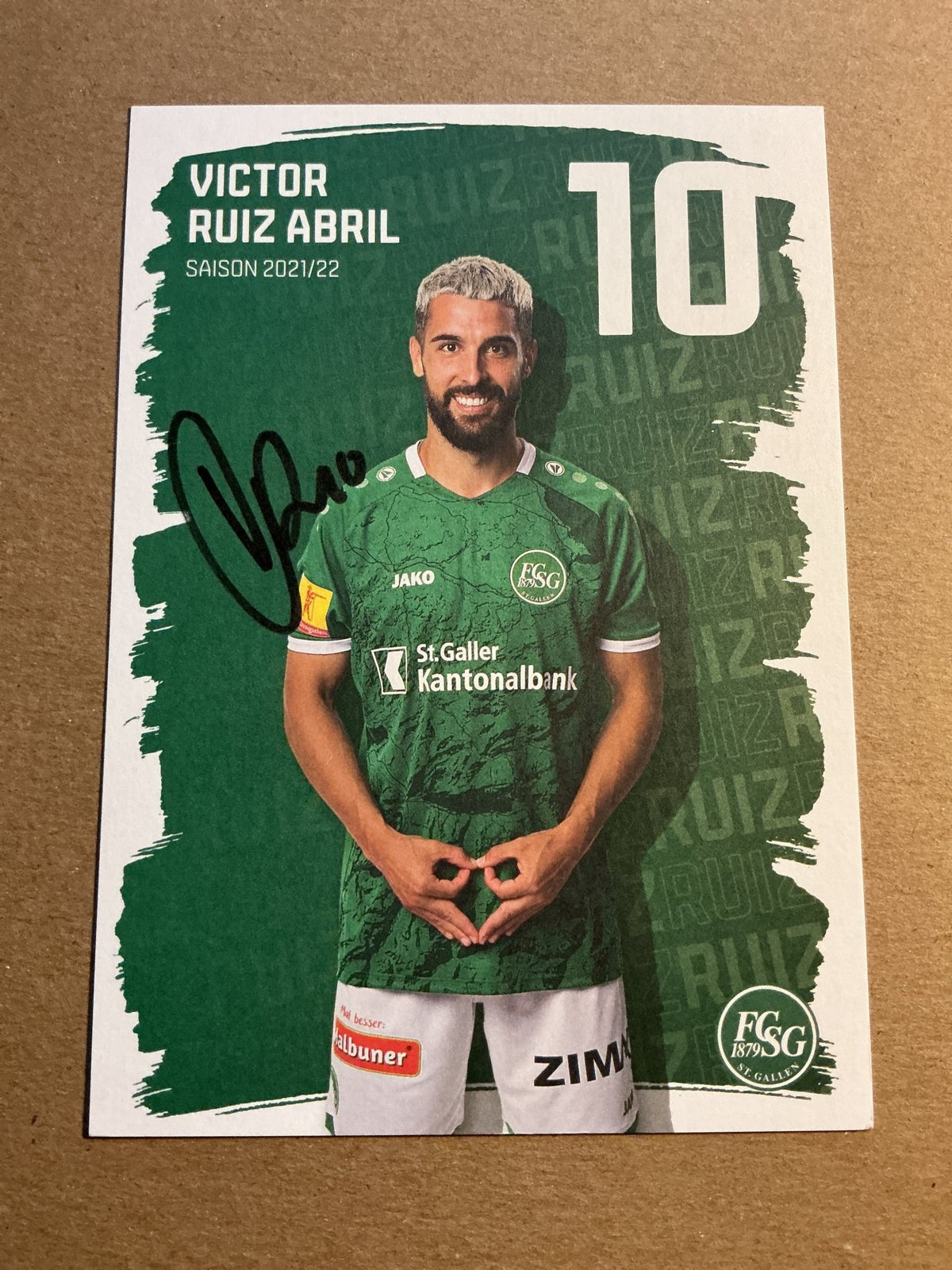 Victor Ruiz Abril, Spain 🇪🇸 FC St. Gallen 2021/22 hand signed - Autographs-World