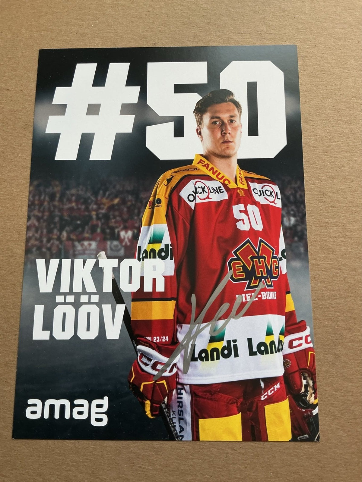 Viktor Lööv, Sweden 🇸🇪 EHC Biel-Bienne 2023/24 hand signed - Autographs-World