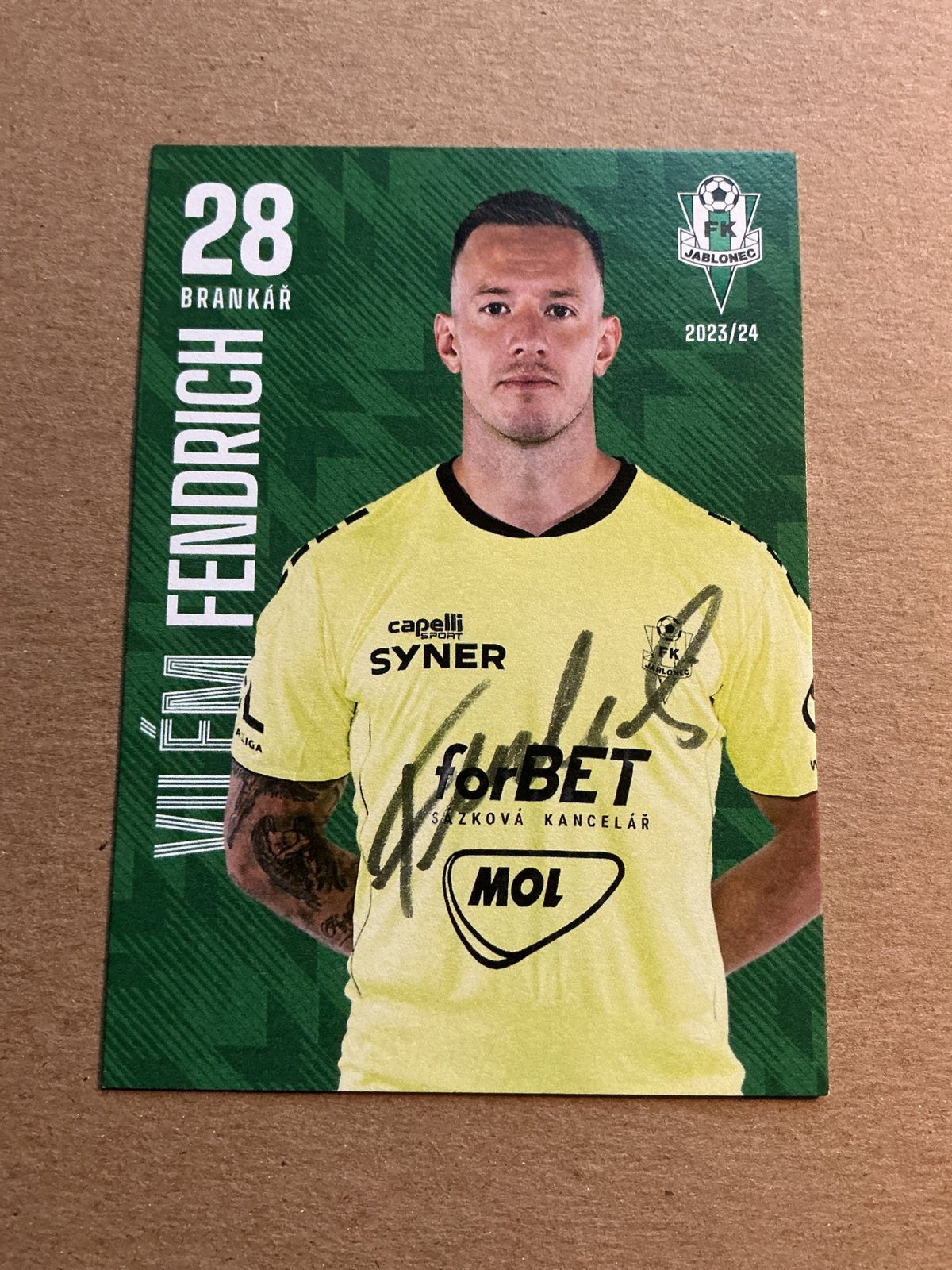 Vilém Fendrich, Czech Republic 🇨🇿 FK Jablonec 2023/24 hand signed - Autographs-World