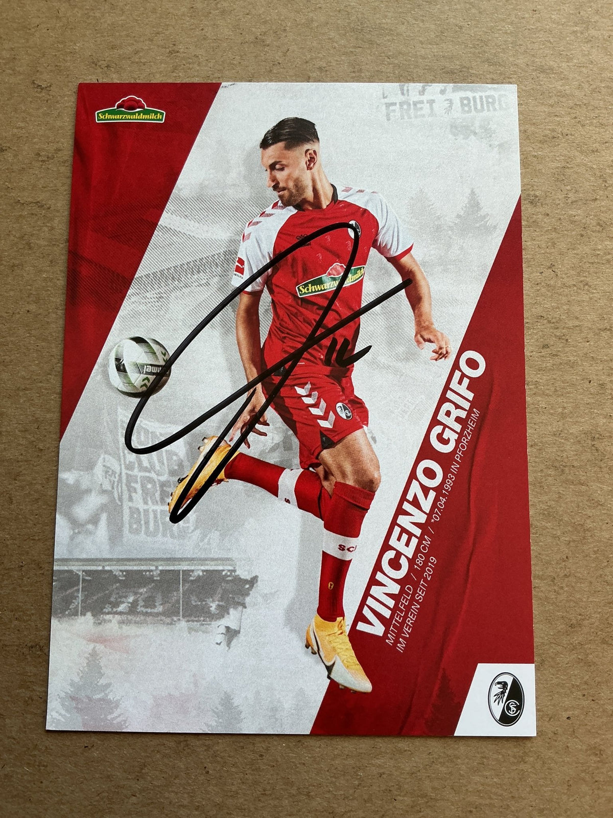 Vincenzo Grifo, Italy 🇮🇹 SC Freiburg 2020/21 hand signed - Autographs-World