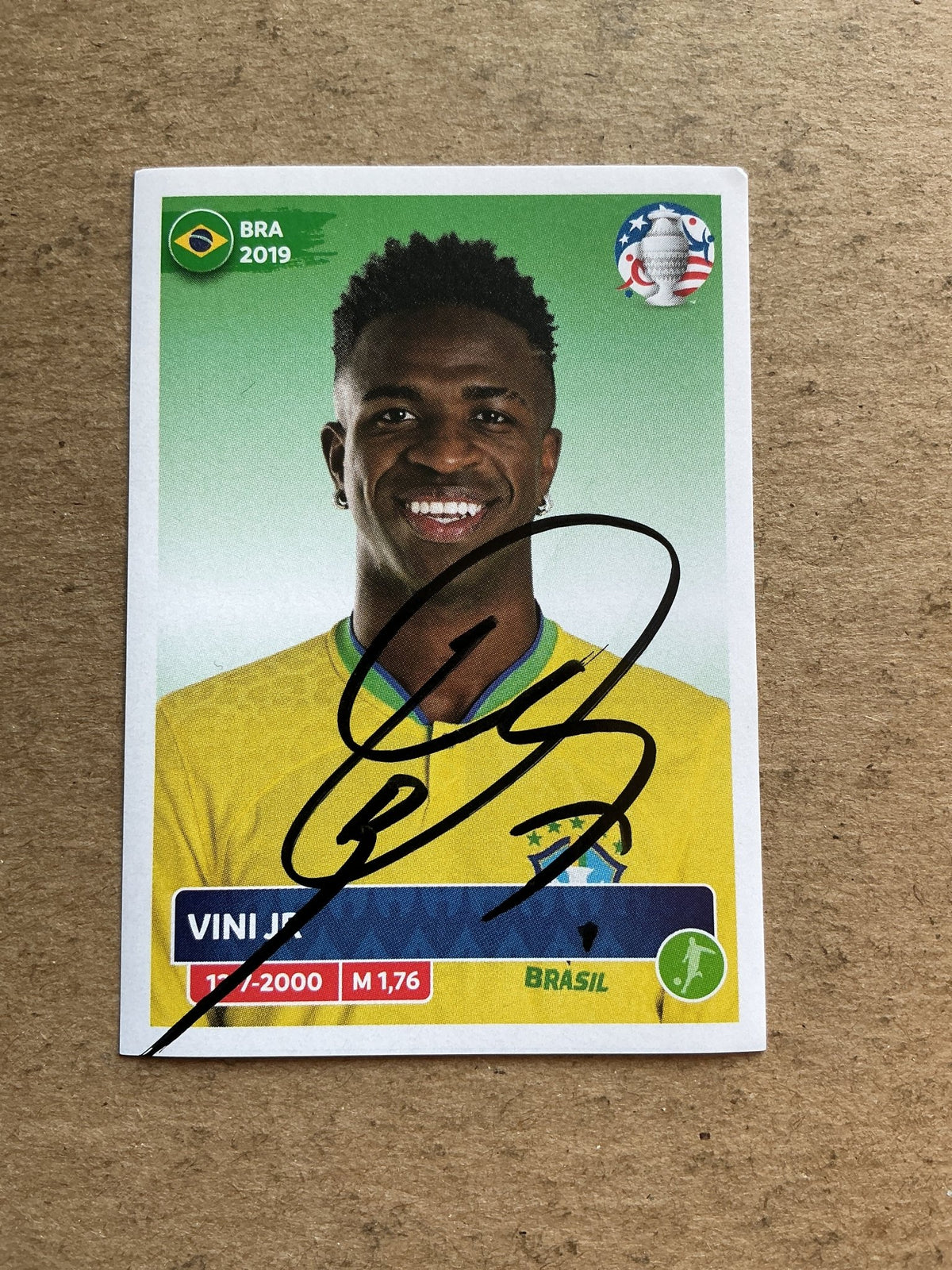 Vini Jr., Brazil 🇧🇷 Copa America 2024 Panini hand signed - Autographs-World