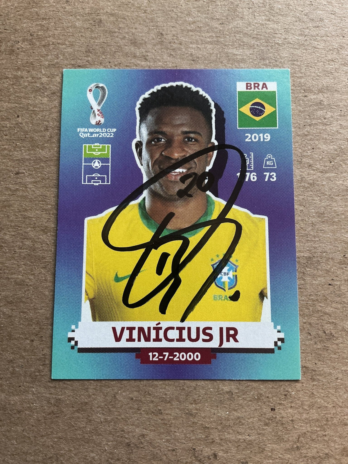 Vinicius Jr, Brazil 🇧🇷 FIFA World Cup 2022 Panini hand signed - Autographs-World