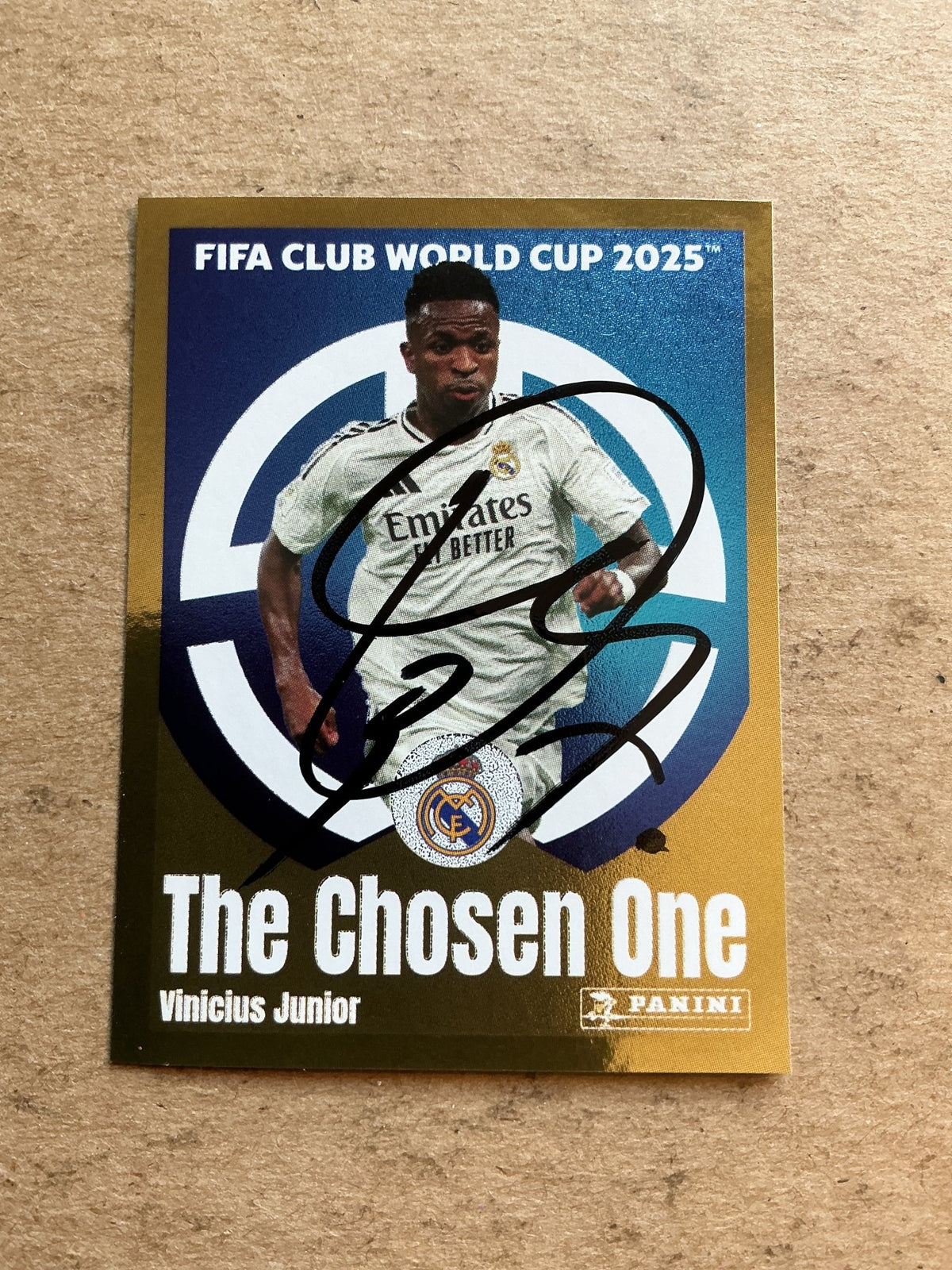 Vinícius Júnior, Brazil 🇧🇷 Real Madrid Club World Cup 2025 Panini hand signed - Autographs-World