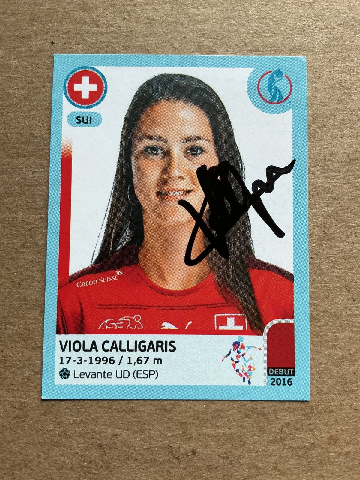 Viola Calligaris, Switzerland 🇨🇭 UEFA Women’s Euro Cup 2022 Panini hand signed - Autographs-World