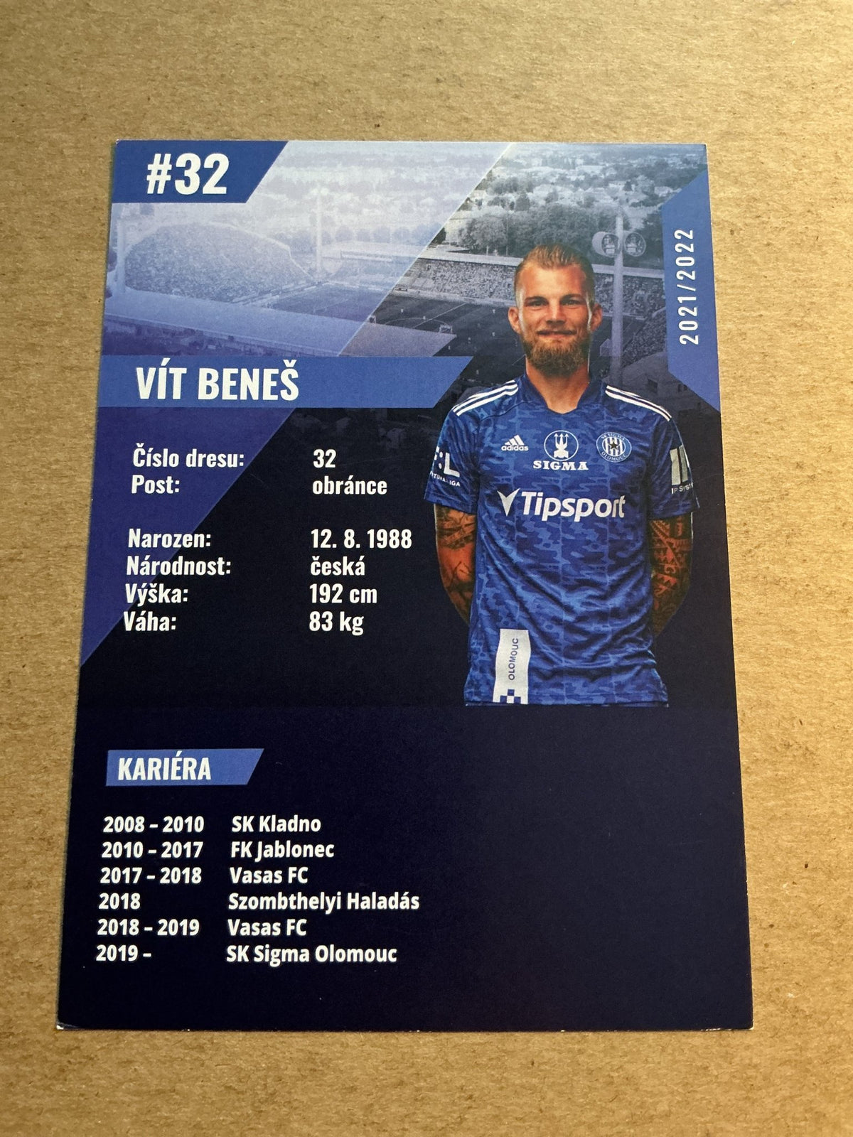 Vít Beneš, Czech Republic 🇨🇿 SK Sigma Olomouc 2021/22 hand signed - Autographs-World