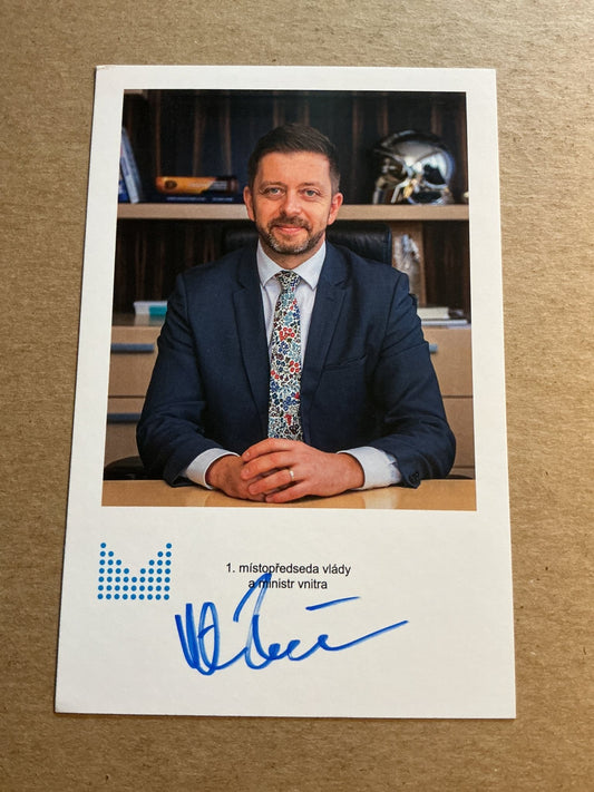 Vit Rakusan Czech Republic 🇨🇿 Minister of Interior 2025 hand signed - Autographs-World