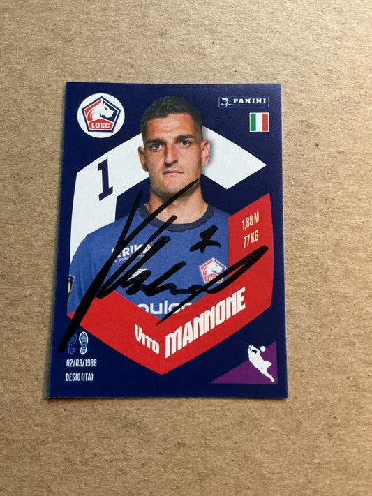 Vito Mannone, Italy 🇮🇹 Lille OSC 2024 Panini hand signed - Autographs-World
