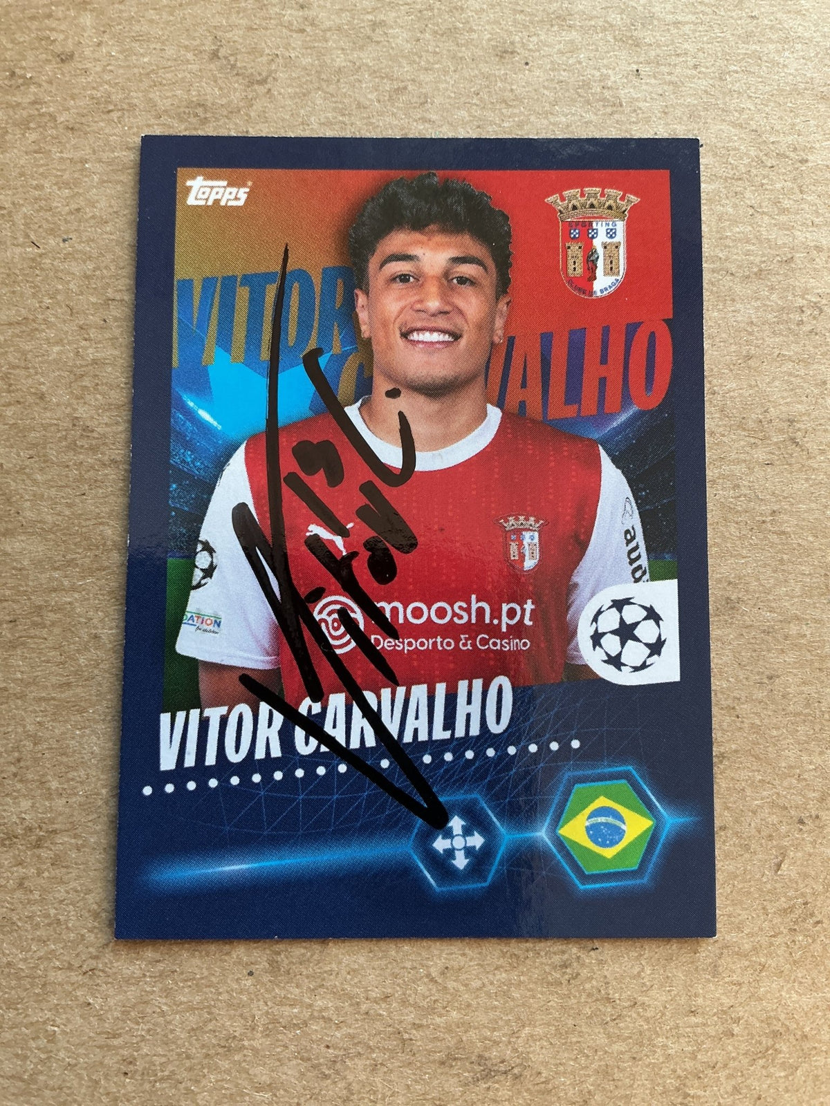Vítor Carvalho, Brazil 🇧🇷 SC Braga 2023/24 Topps hand signed - Autographs-World