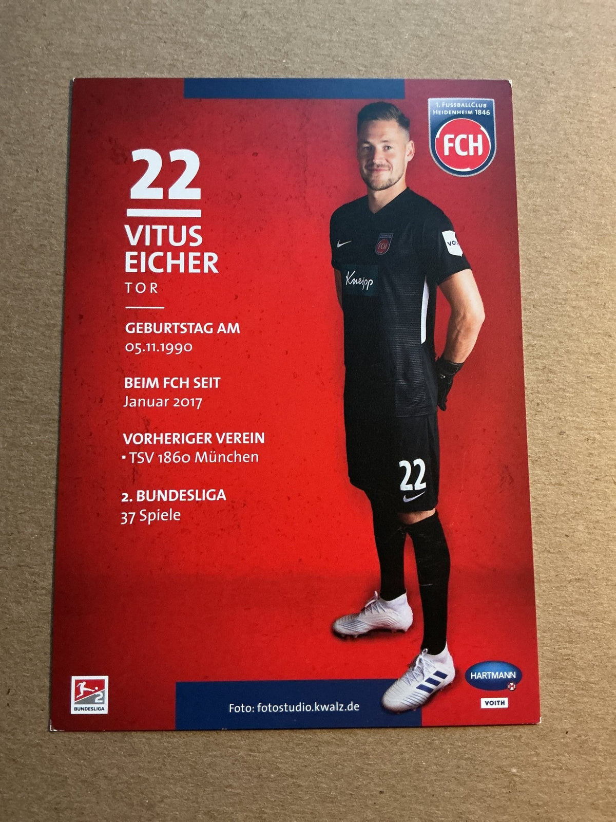 Vitus Eicher, Germany 🇩🇪 1.FC Heidenheim 2019/20 hand signed - Autographs-World