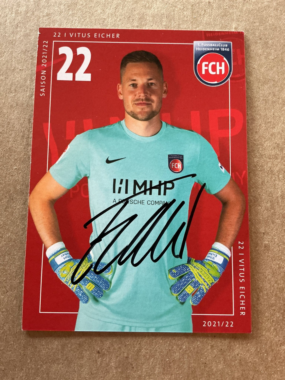 Vitus Eicher, Germany 🇩🇪 1.FC Heidenheim 2021/22 hand signed - Autographs-World