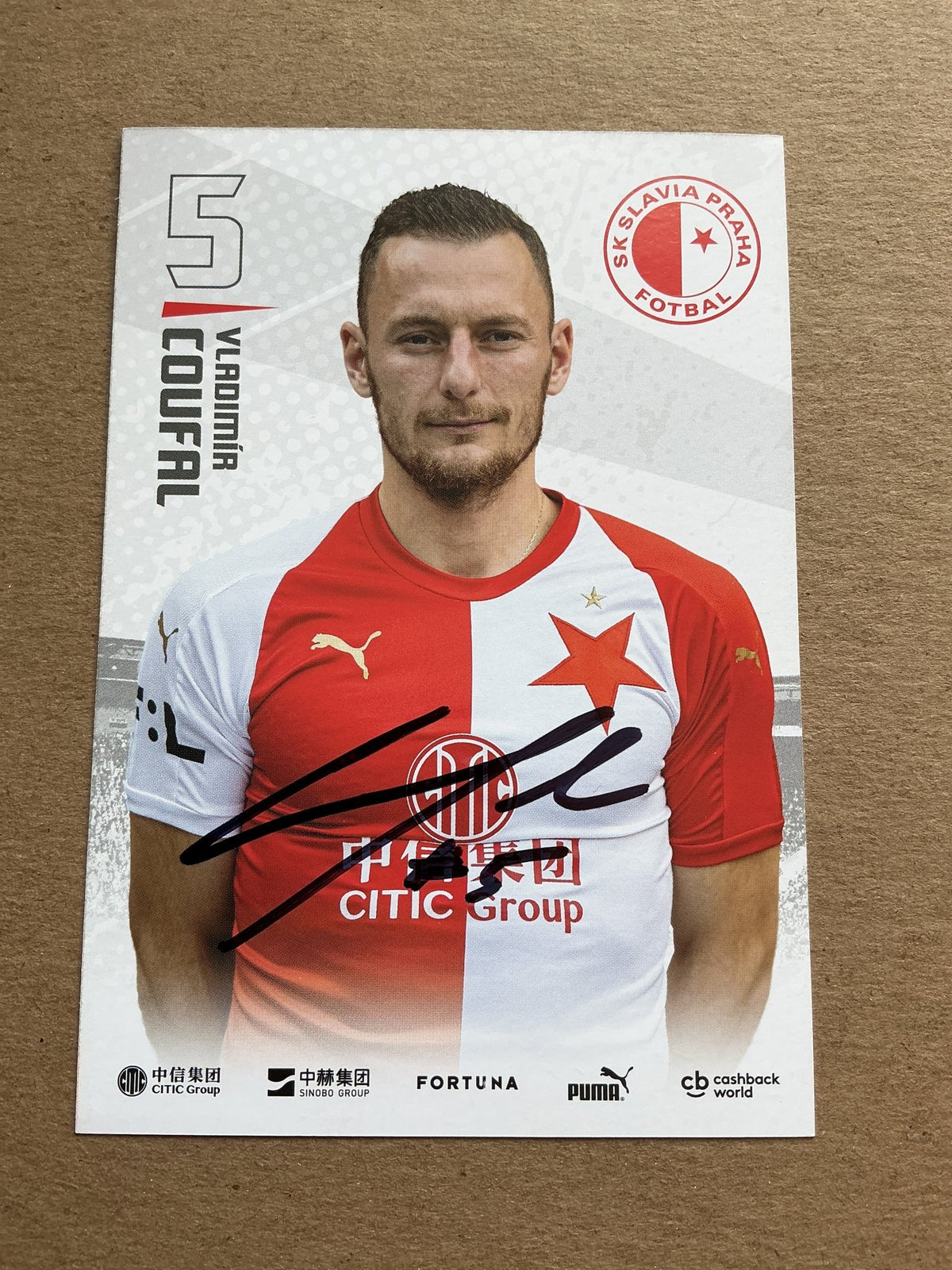 Vladimír Coufal, Czech Republic 🇨🇿 SK Slavia Prague 2019/20 hand signed - Autographs-World