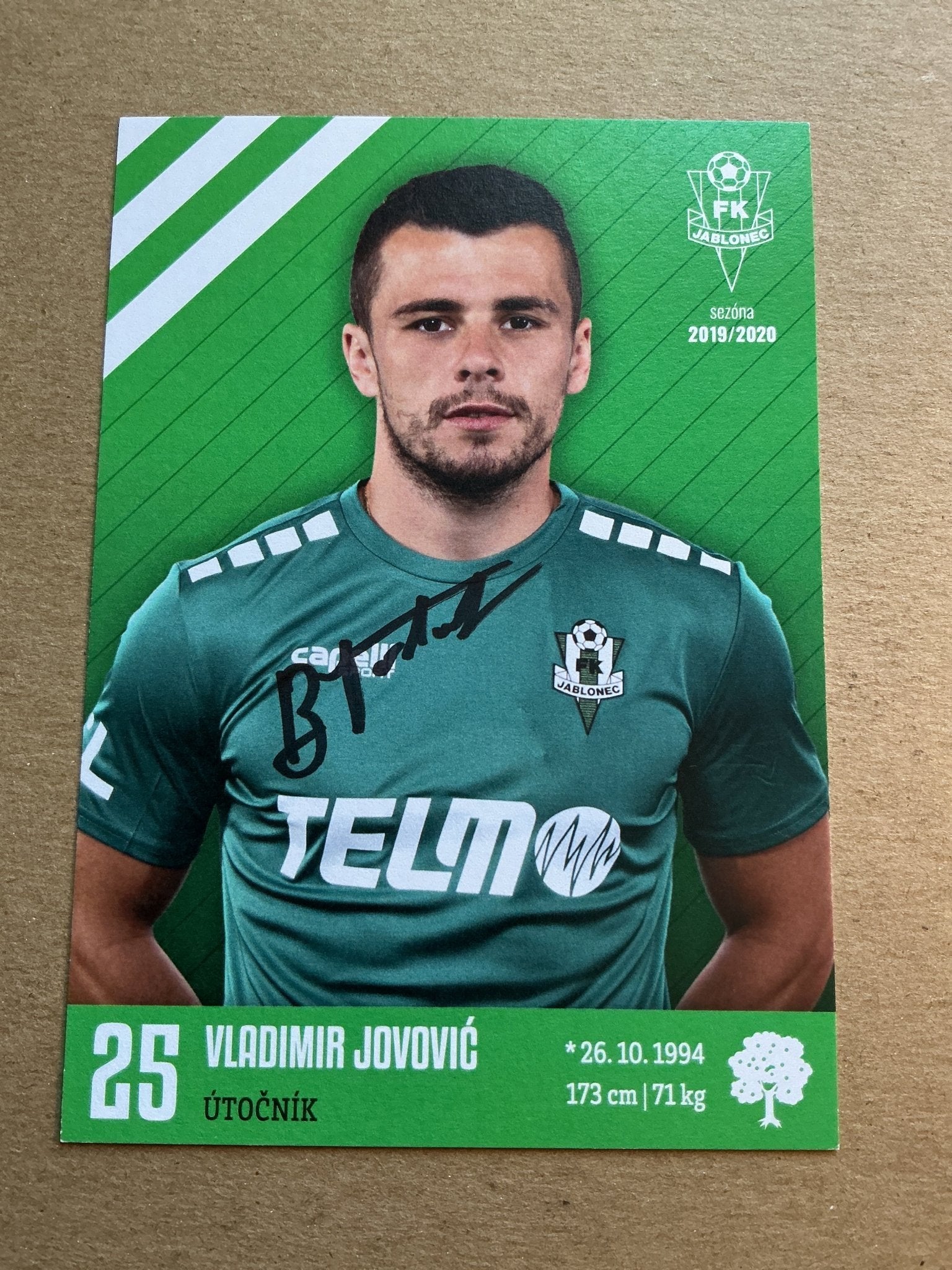Vladimir Jovović, Montenegro 🇲🇪 FK Jablonec 2019/20 hand signed - Autographs-World