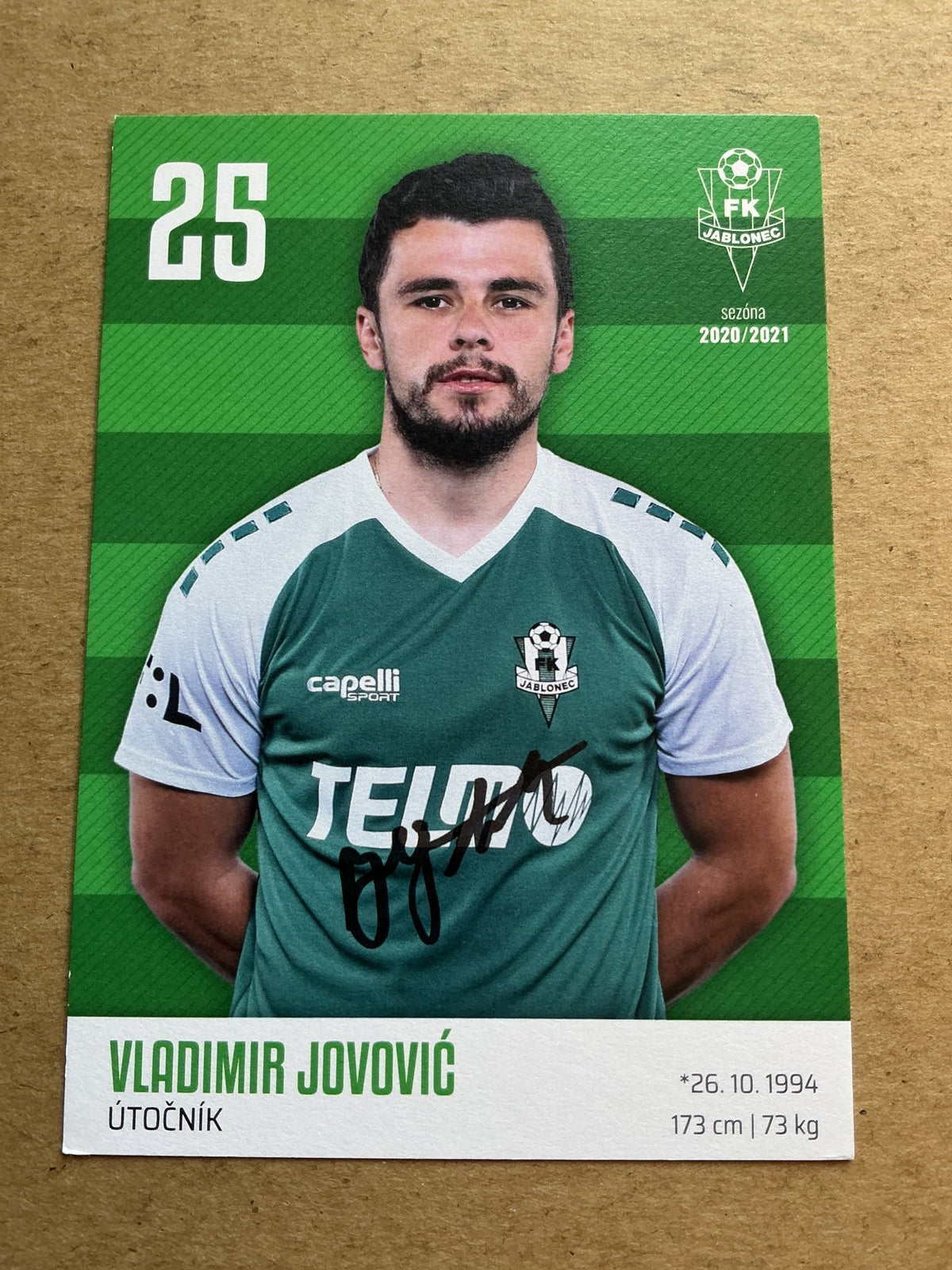 Vladimir Jovović, Montenegro 🇲🇪 FK Jablonec 2020/21 hand signed - Autographs-World