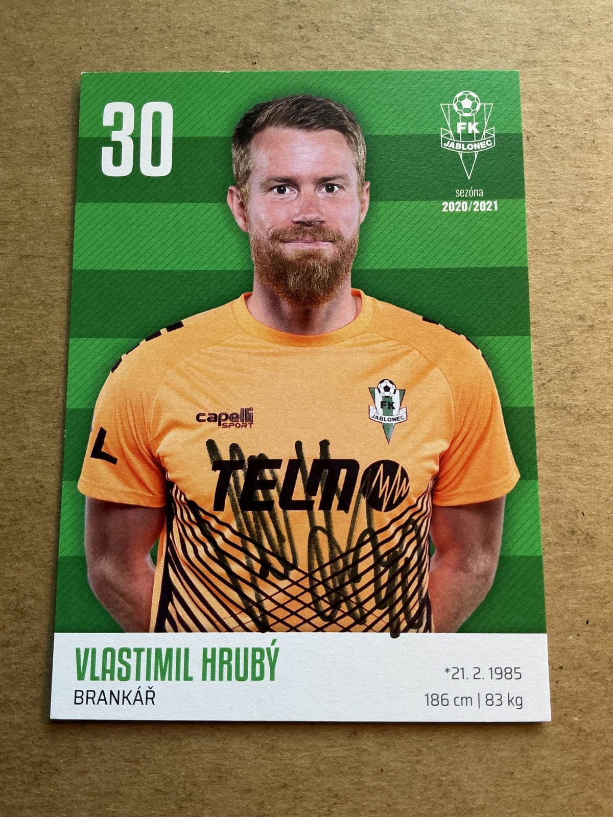 Vlastimil Hrubý, Czech Republic 🇨🇿 FK Jablonec 2020/21 hand signed - Autographs-World