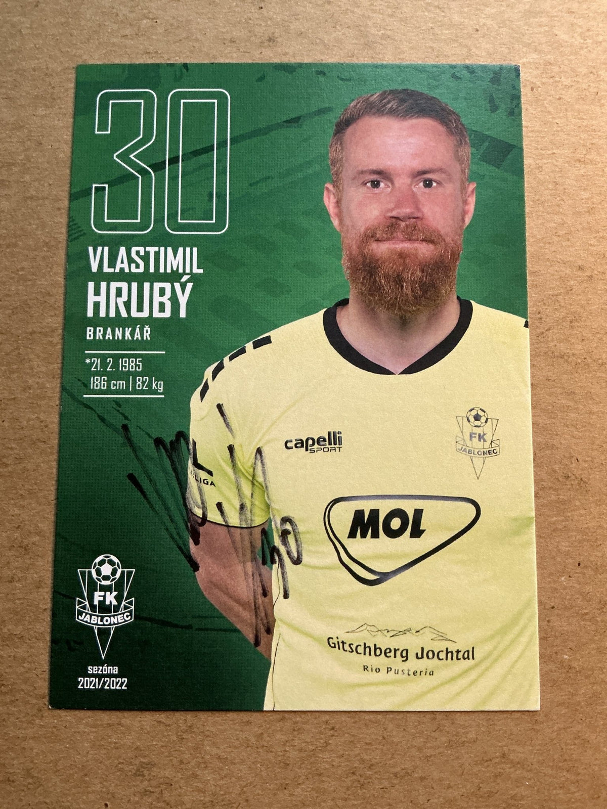Vlastimil Hrubý, Czech Republic 🇨🇿 FK Jablonec 2021/22 hand signed - Autographs-World
