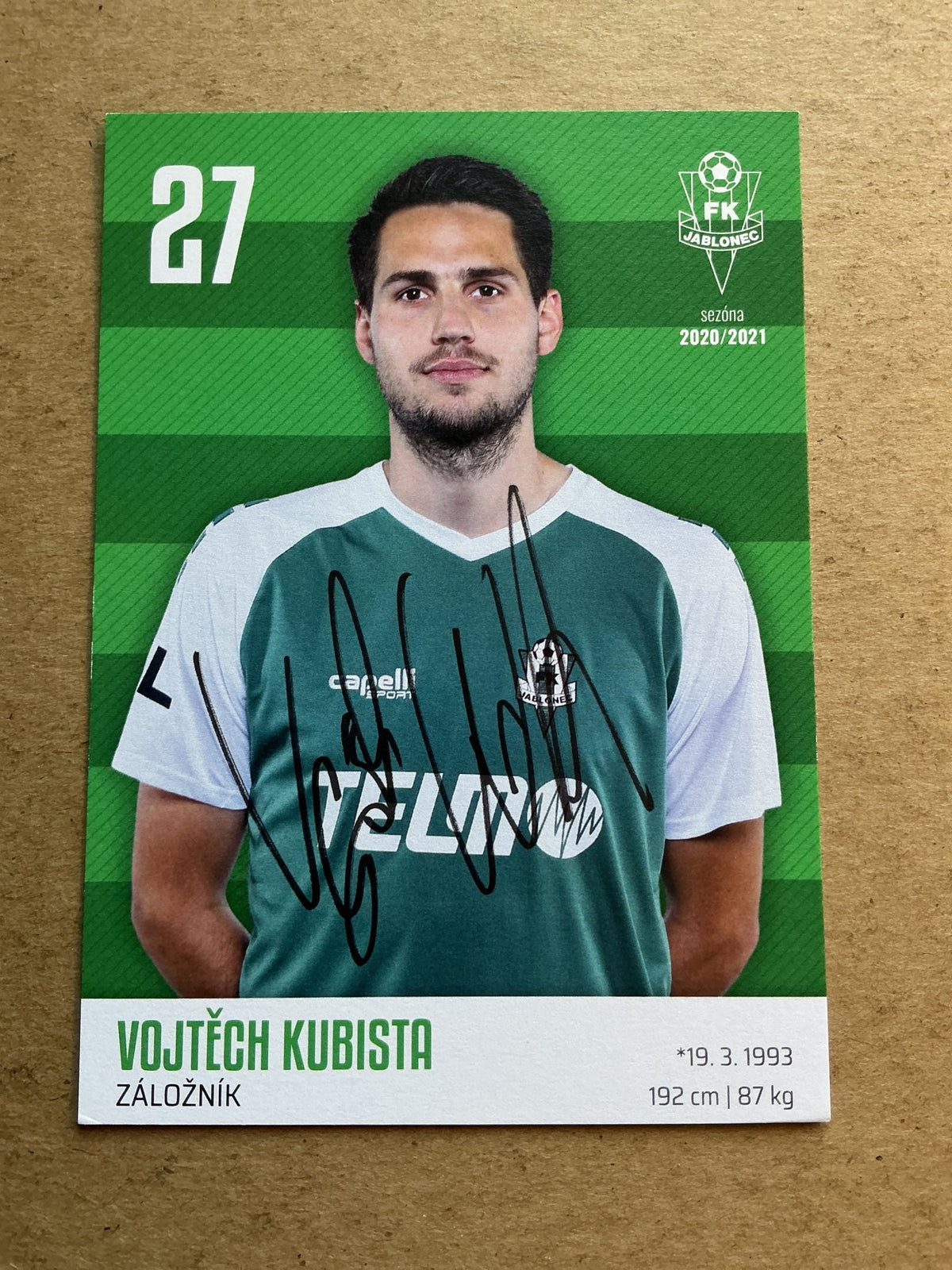 Vojtěch Kubista, Czech Republic 🇨🇿 FK Jablonec 2020/21 hand signed - Autographs-World