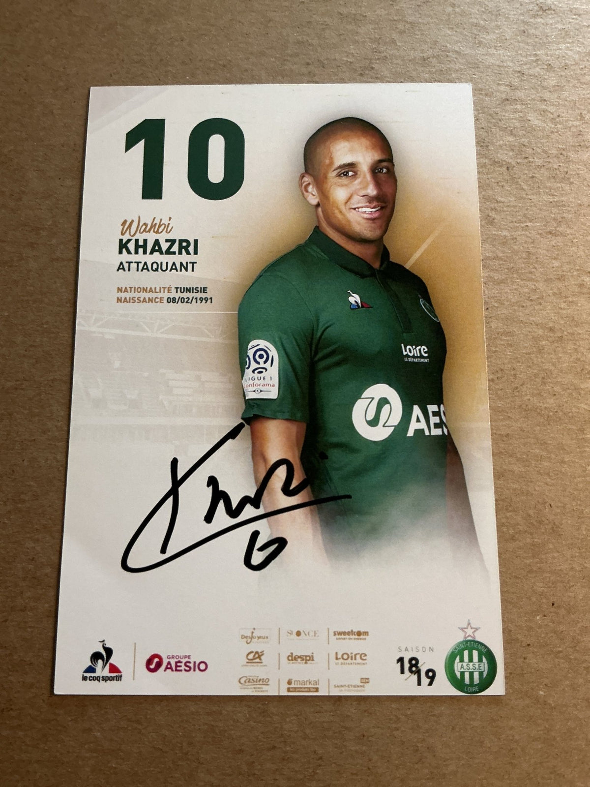 Wahbi Khazri, Tunisia 🇹🇳 AS Saint-Etienne 2018/19 hand signed - Autographs-World