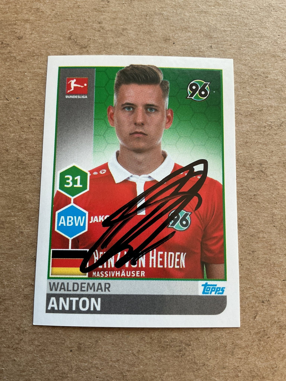 Waldemar Anton, Germany 🇩🇪 Hannover 96 2017/18 Topps hand signed - Autographs-World