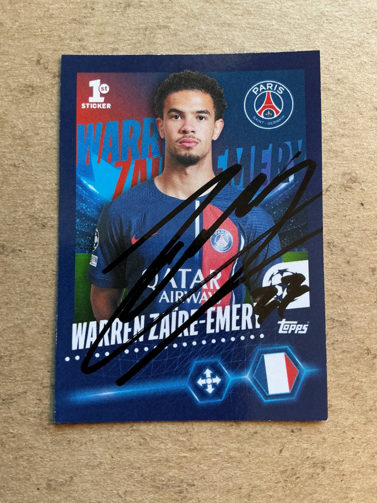 Warren Zaïre-Emery, France 🇫🇷 Paris Saint-Germain 2023/24 Topps hand signed - Autographs-World