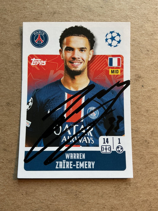 Warren Zaïre-Emery, France 🇫🇷 Paris Saint-Germain 2024/25 Topps hand signed - Autographs-World