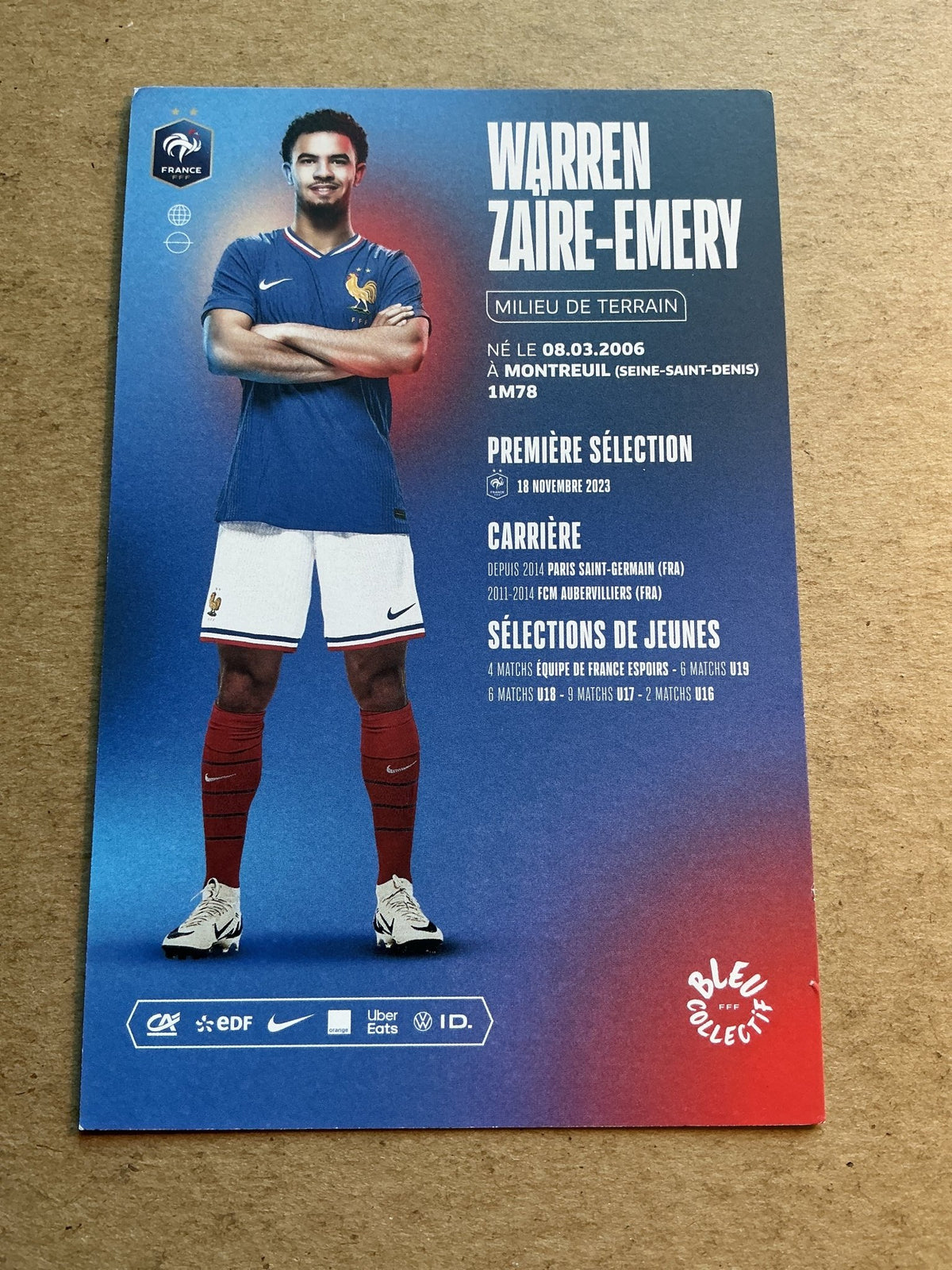 Warren Zaïre-Emery, France 🇫🇷 UEFA Euro 2024 hand signed - Autographs-World