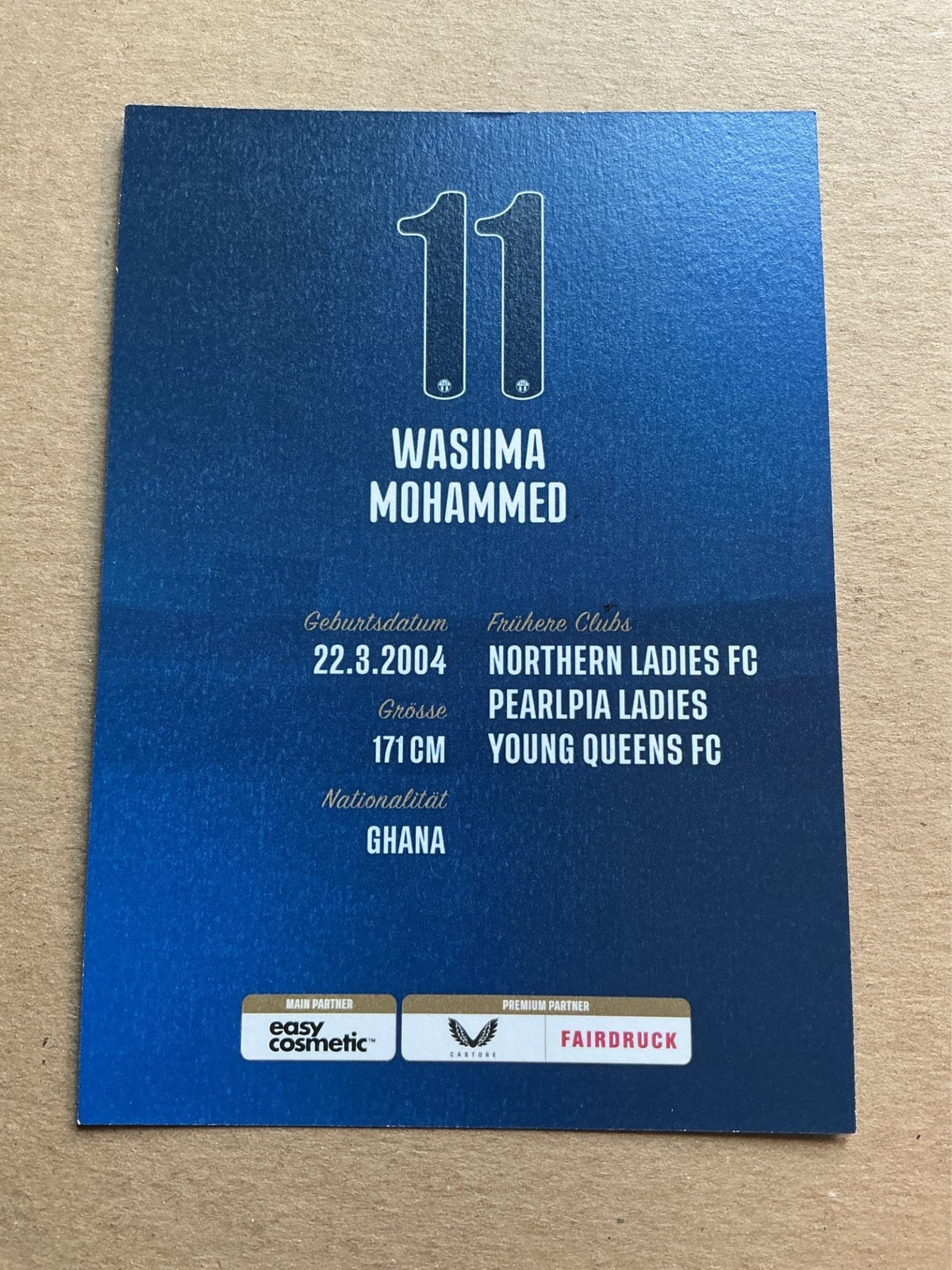 Wasiima Mohammed, Ghana 🇬🇭 FC Zürich 2025/26 hand signed - Autographs-World