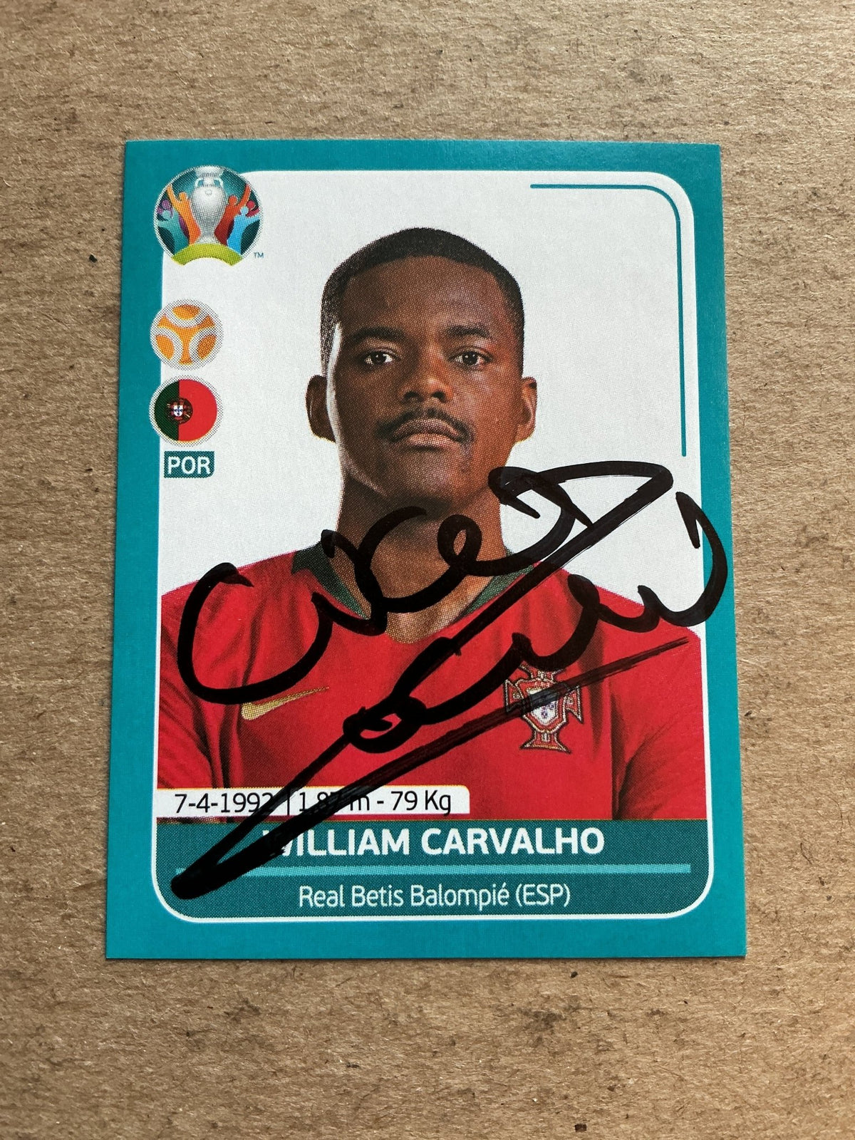 William Carvalho, Portugal 🇵🇹 UEFA Euro 2020 Panini hand signed - Autographs-World