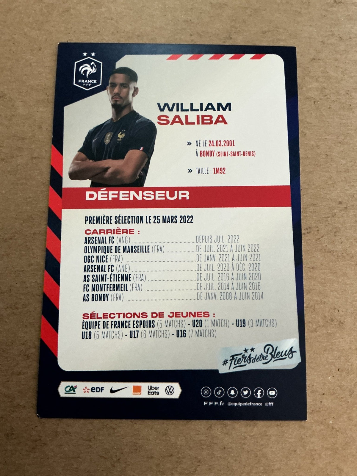 William Saliba, France 🇫🇷 FIFA World Cup 2022 hand signed - Autographs-World