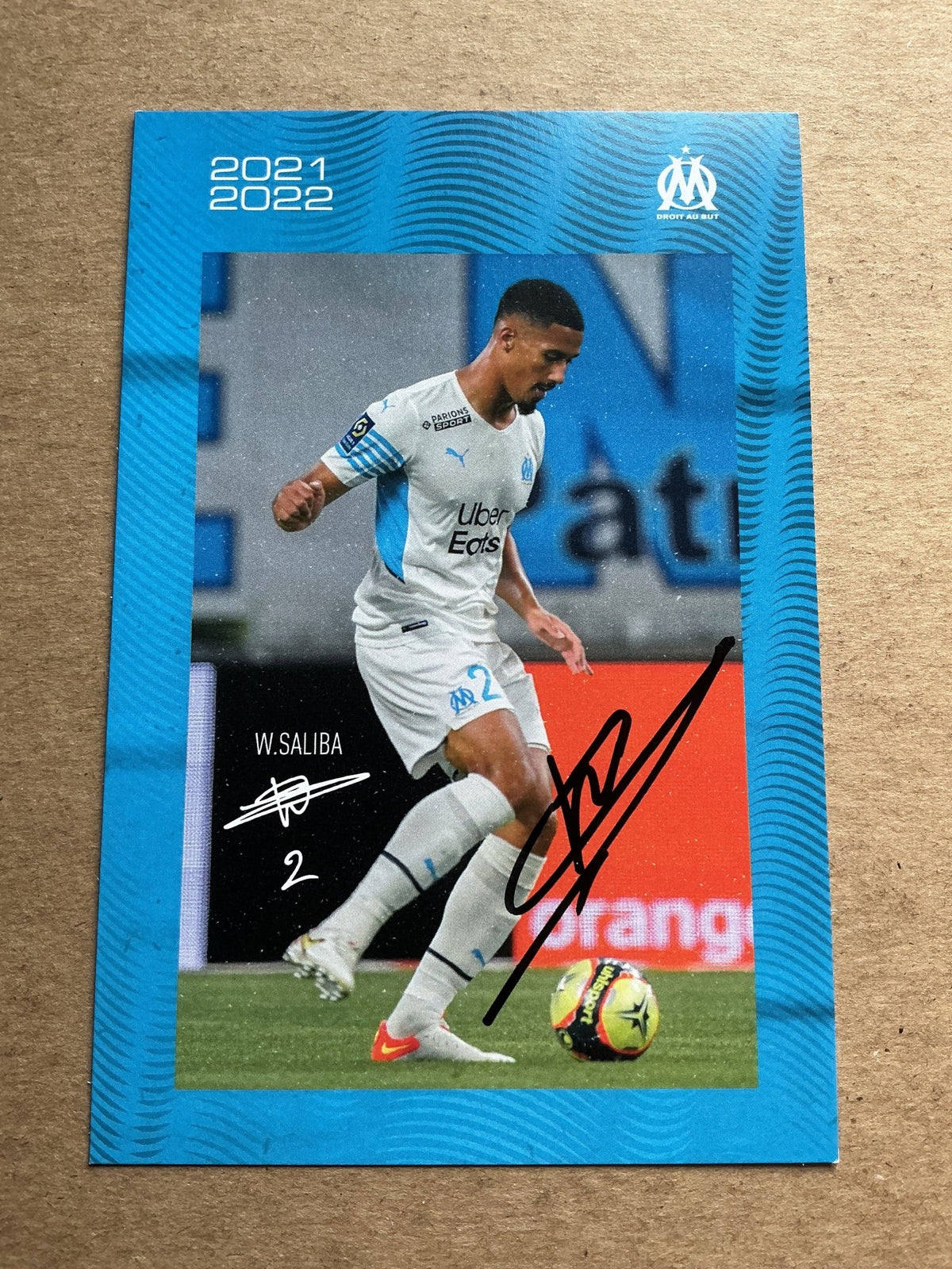 William Saliba, France 🇫🇷 Olympique Marseille 2021/22 hand signed - Autographs-World