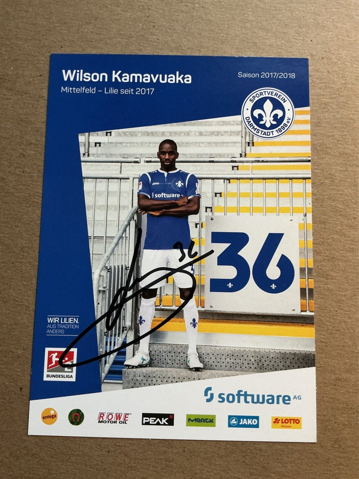 Wilson Kamavuaka, DR Kongo 🇨🇩 SV Darmstadt 98 2017/18 hand signed - Autographs-World