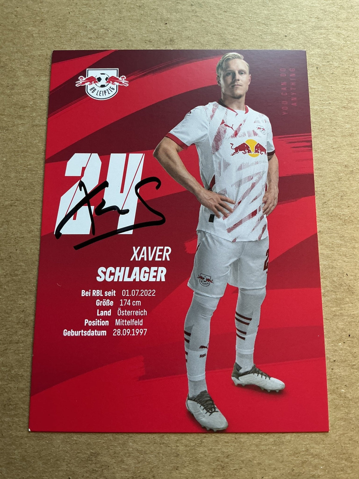 Xaver Schlager, Austria 🇦🇹 RB Leipzig 2024/25 hand signed - Autographs-World