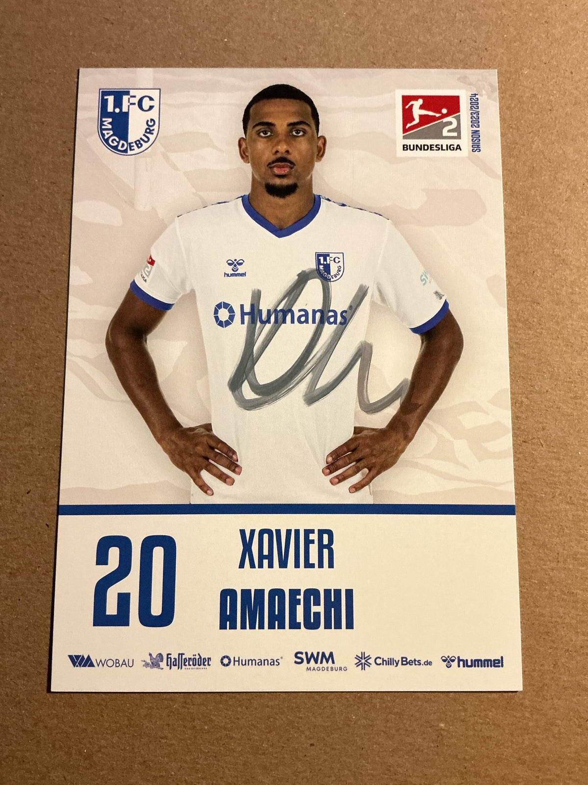 Xavier Amaechi, England 🏴󠁧󠁢󠁥󠁮󠁧󠁿 1.FC Magdeburg 2023/24 hand signed - Autographs-World