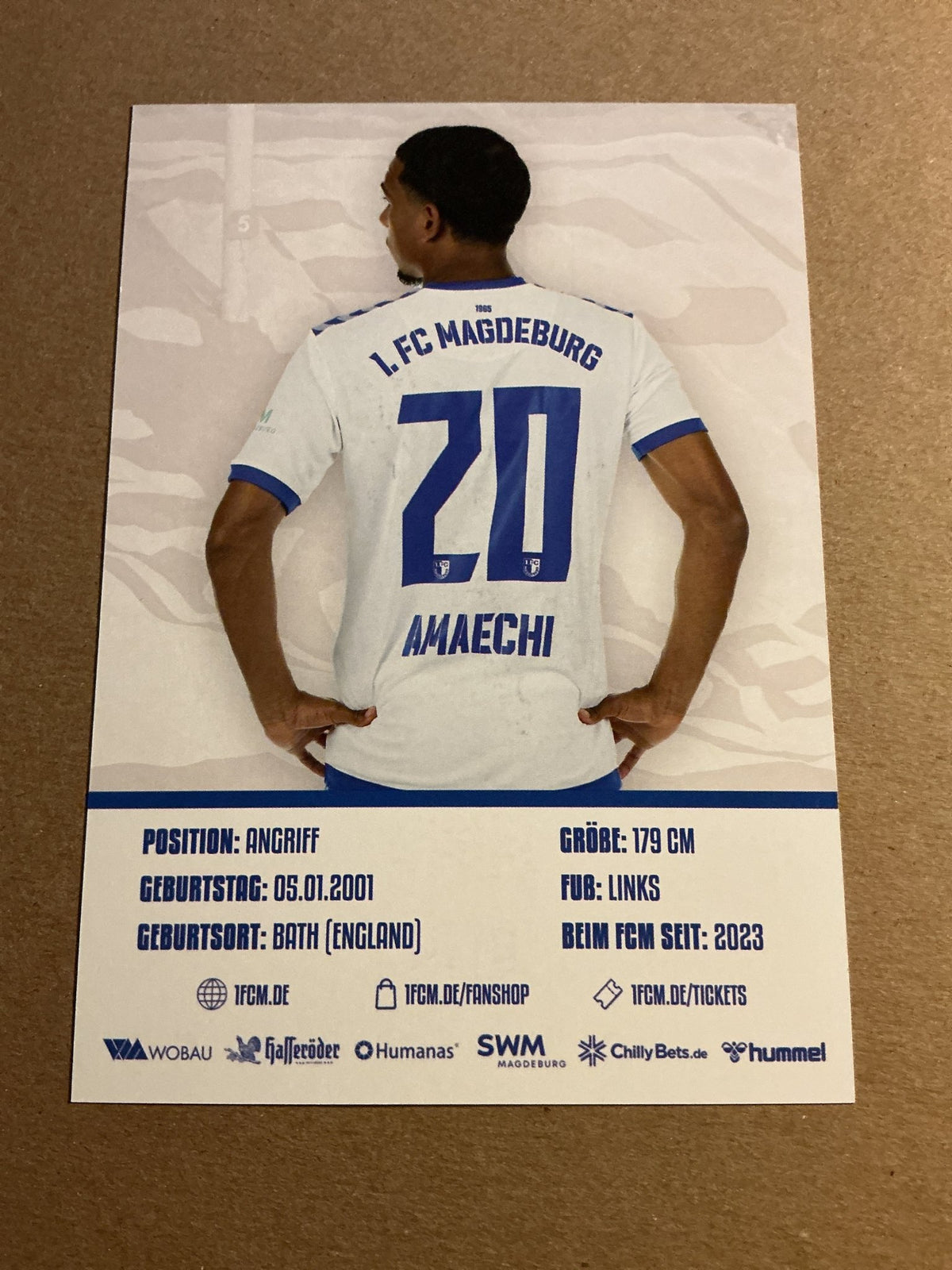Xavier Amaechi, England 🏴󠁧󠁢󠁥󠁮󠁧󠁿 1.FC Magdeburg 2023/24 hand signed - Autographs-World
