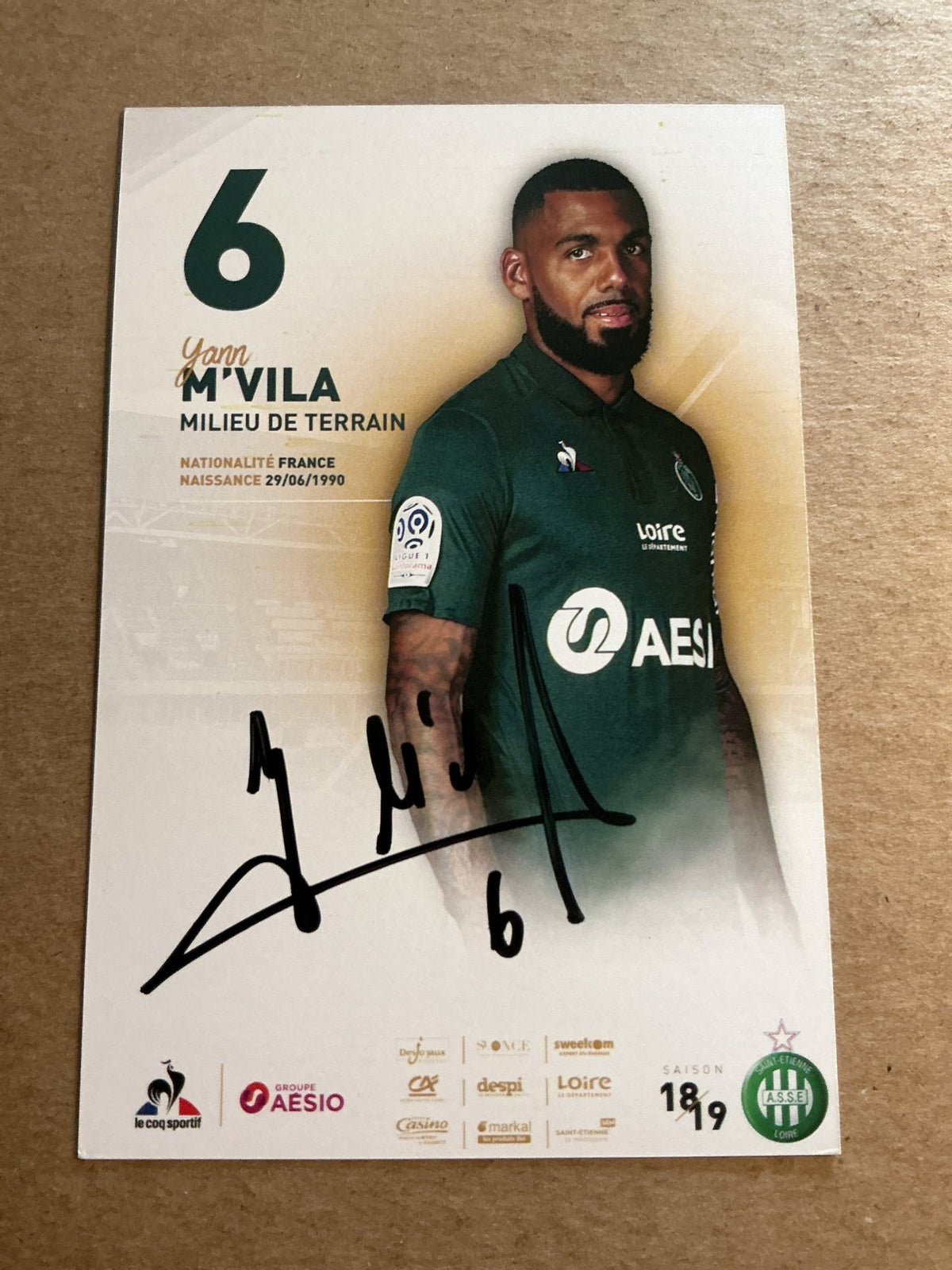 Yann M’Vila, France 🇫🇷 AS Saint-Etienne 2018/19 hand signed - Autographs-World