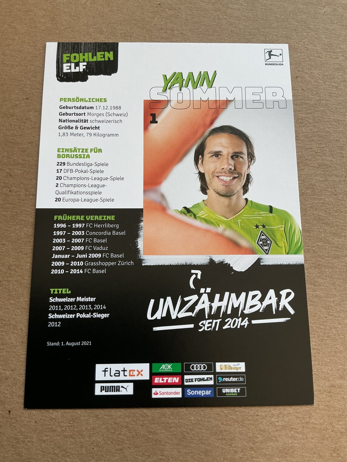 Yann Sommer, Switzerland 🇨🇭 Borussia Mönchengladbach 2021/22 hand signed - Autographs-World