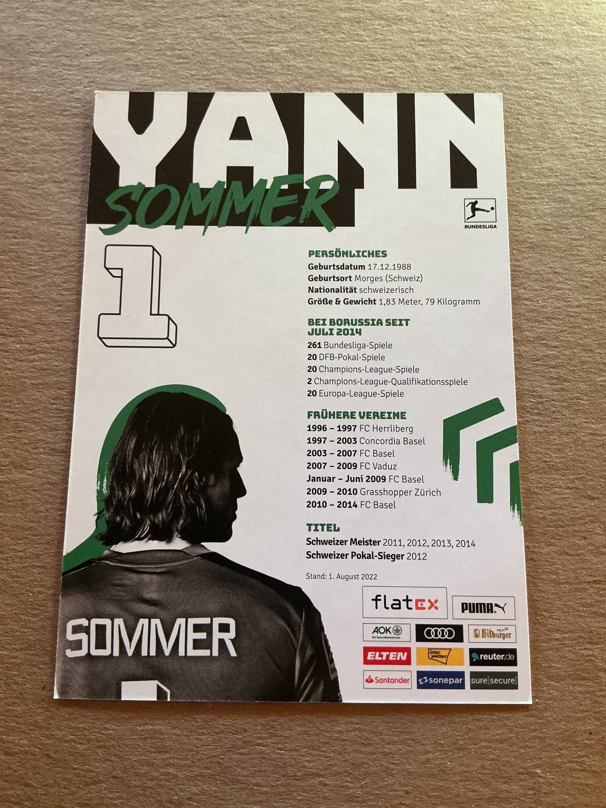 Yann Sommer, Switzerland 🇨🇭 Borussia Mönchengladbach 2022/23 hand signed - Autographs-World