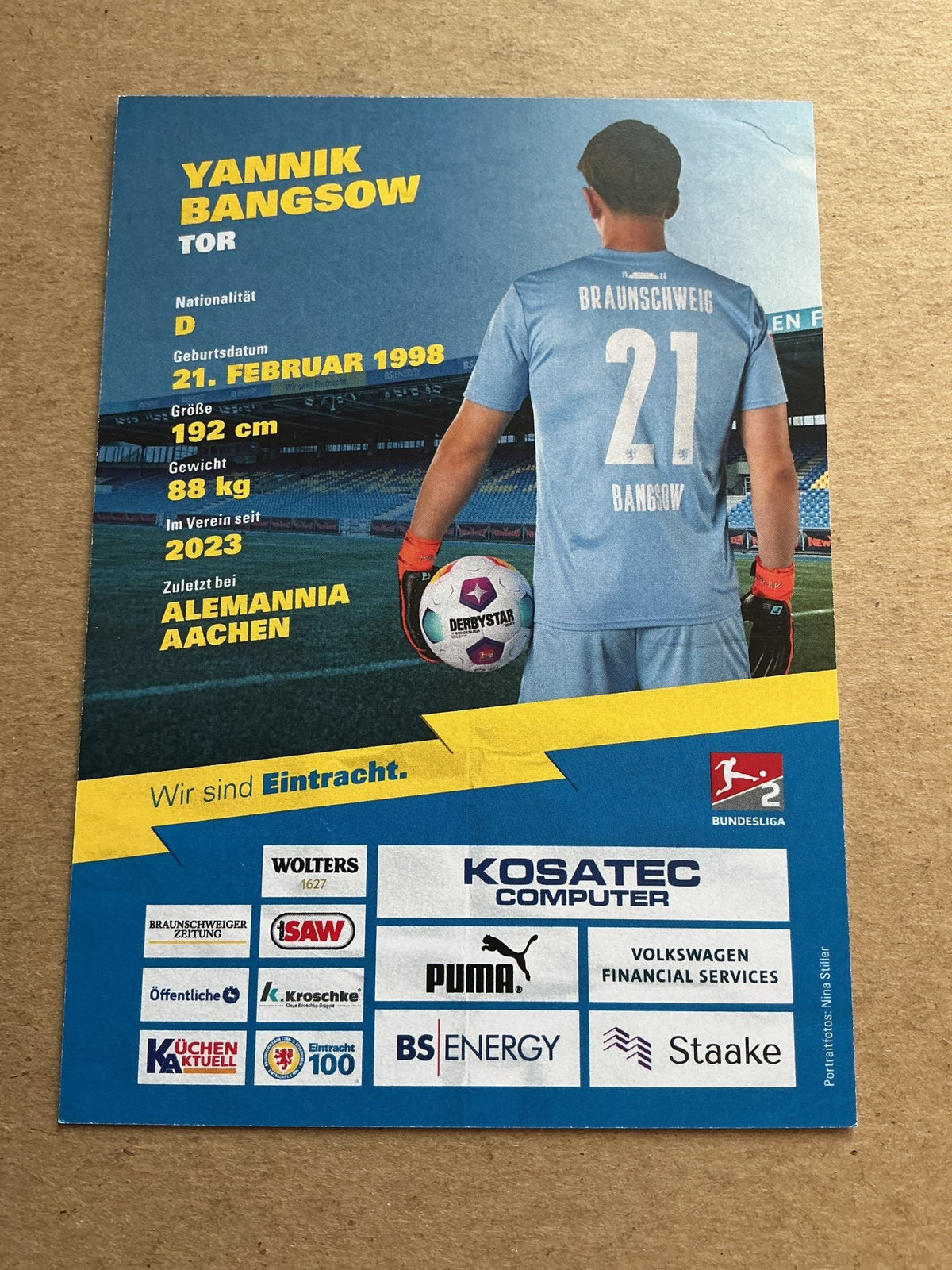 Yannick Bangsow, Germany 🇩🇪 Eintracht Braunschweig 2023/24 hand signed - Autographs-World
