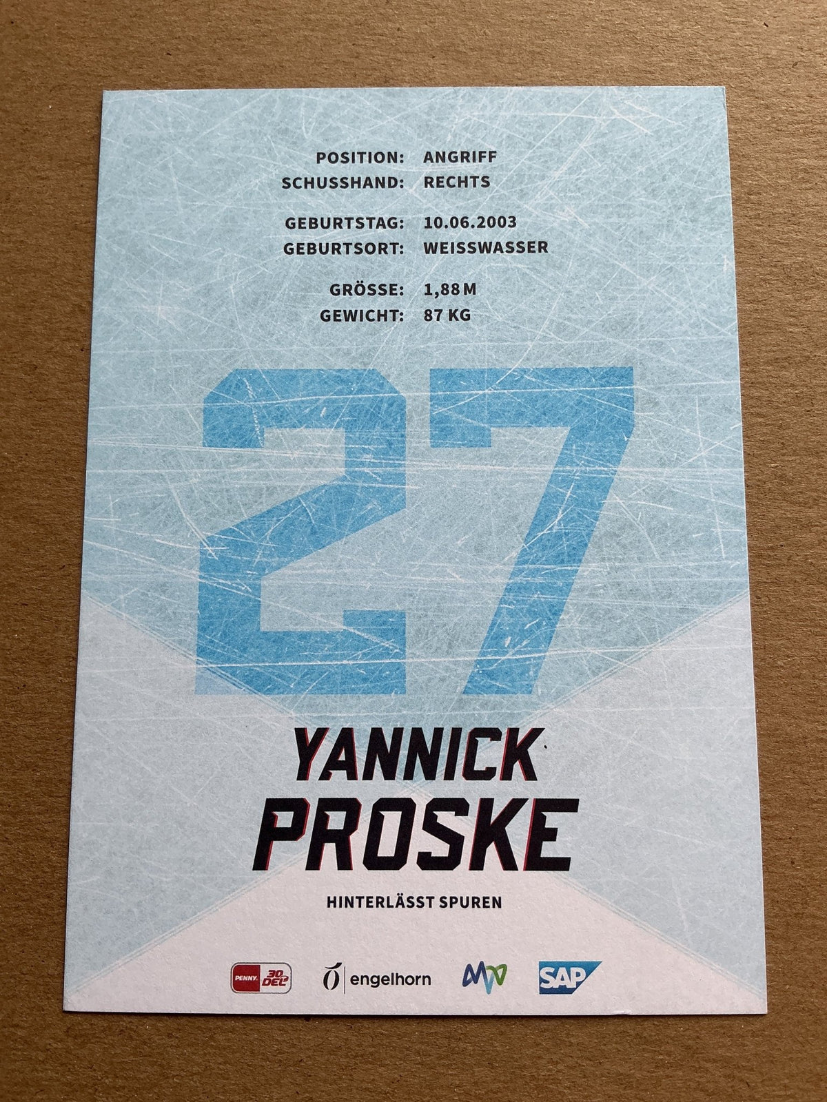 Yannick Proske, Germany 🇩🇪 Adler Mannheim 2023/24 hand signed - Autographs-World