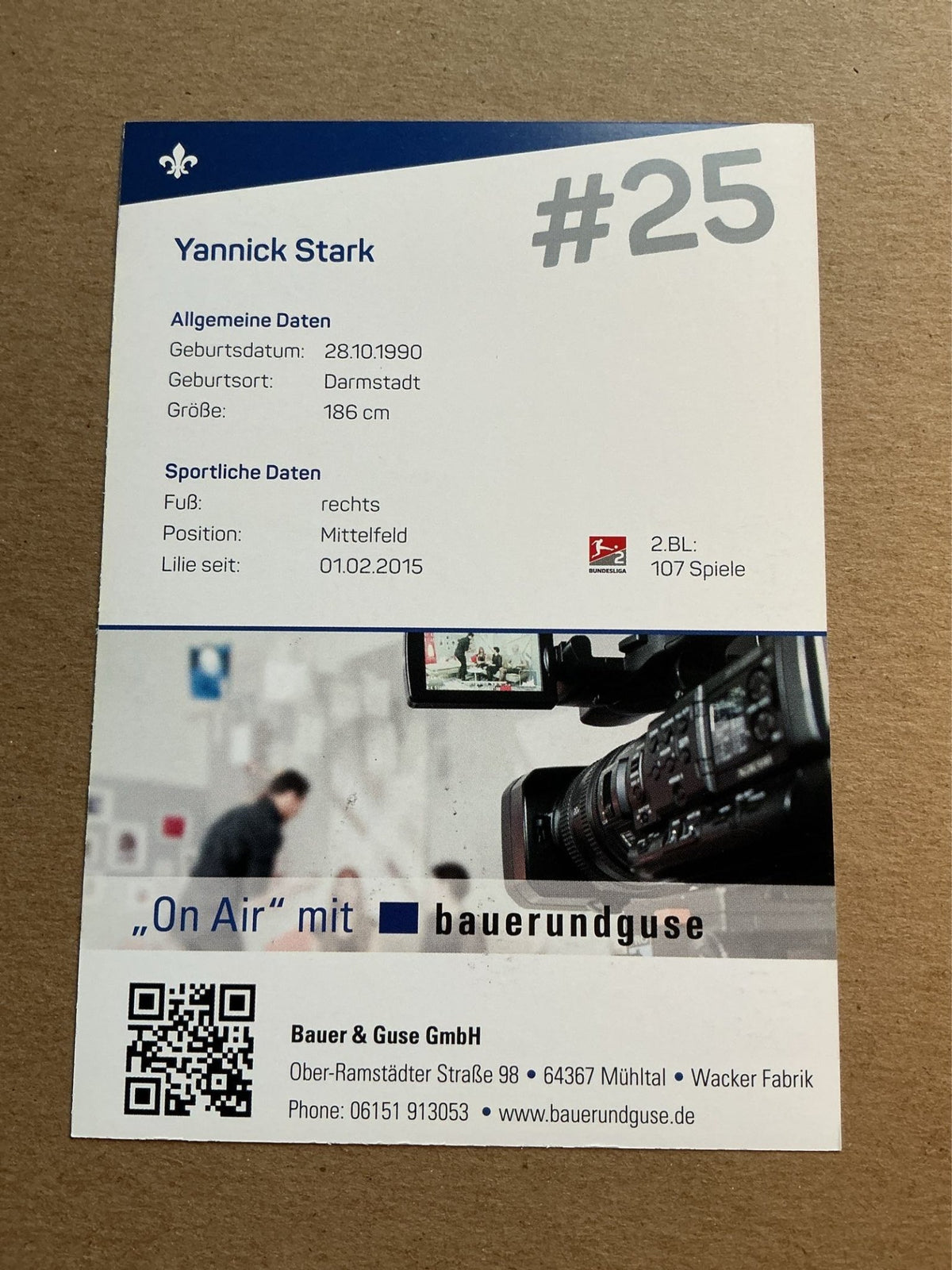 Yannick Stark, Germany 🇩🇪 SV Darmstadt 98 2017/18 hand signed - Autographs-World