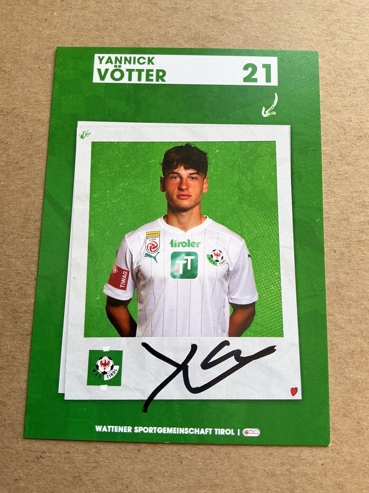 Yannick Vötter, Austria 🇦🇹 WSG Tirol 2023/24 hand signed - Autographs-World