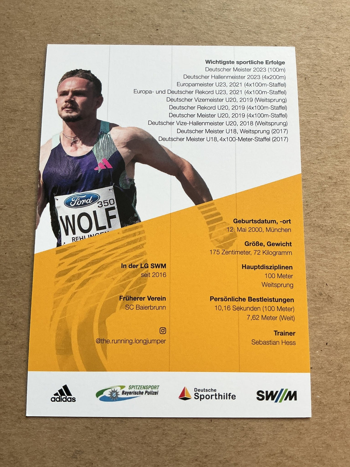 Yannick Wolf, Germany 🇩🇪 Athletics Summer Olympics 2024 hand signed - Autographs-World