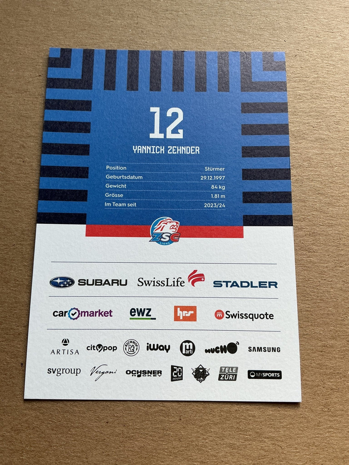 Yannick Zehnder, Switzerland 🇨🇭 ZSC Lions 2024/25 hand signed - Autographs-World