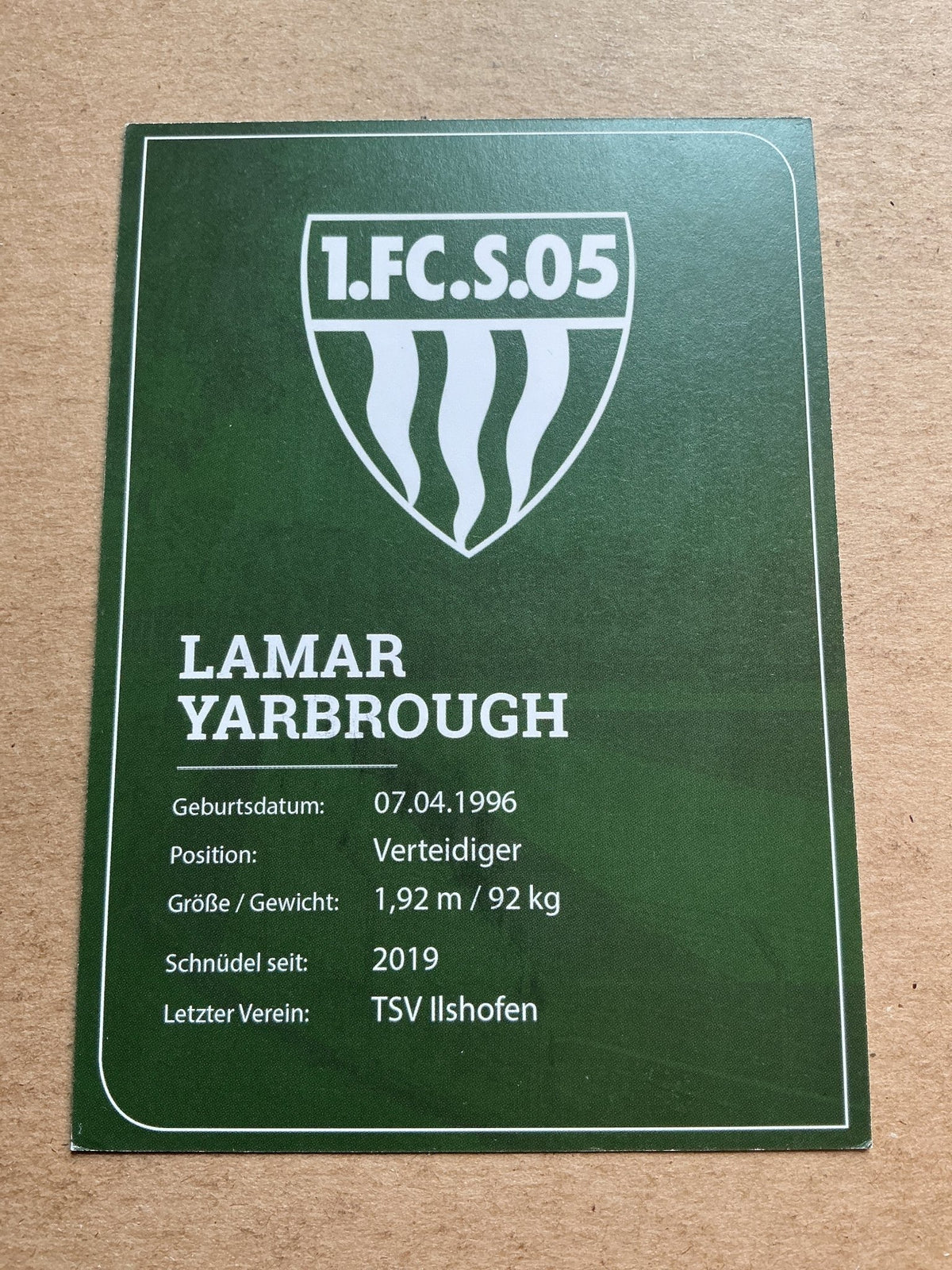 Yarbrough Lamar, Germany 🇩🇪 1.FC Schweinfurt 05 2021/22 hand signed - Autographs-World