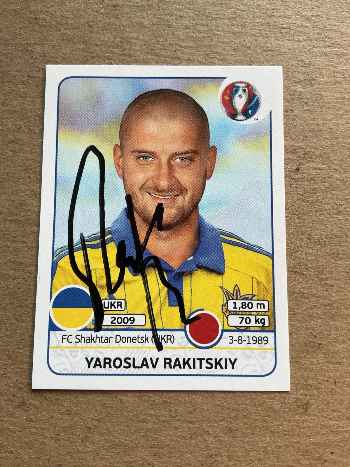 Yaroslav Rakitskiy, Ukraine 🇺🇦 UEFA Euro 2016 Panini hand signed - Autographs-World
