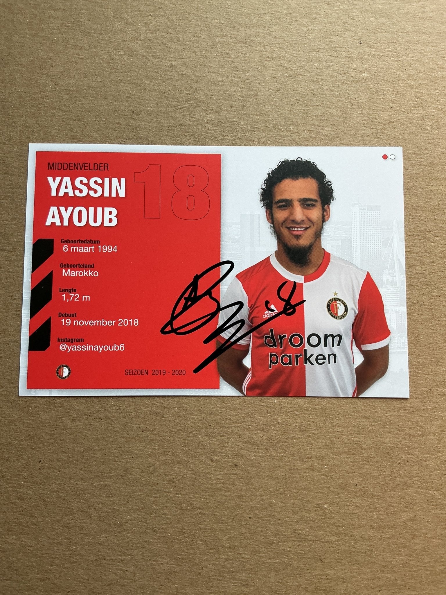Yassin Ayoub, Morocco 🇲🇦 Feyenoord Rotterdam 2019/20 hand signed - Autographs-World