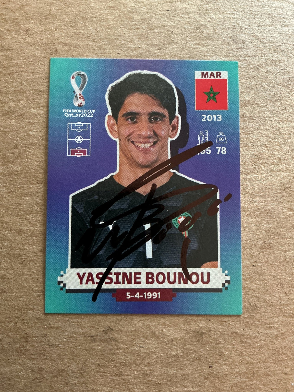 Yassine Bounou, Morocco 🇲🇦 FIFA World Cup 2022 Panini hand signed - Autographs-World