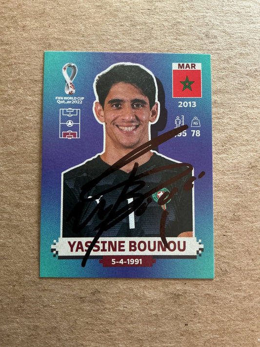 Yassine Bounou, Morocco 🇲🇦 FIFA World Cup 2022 Panini hand signed - Autographs-World