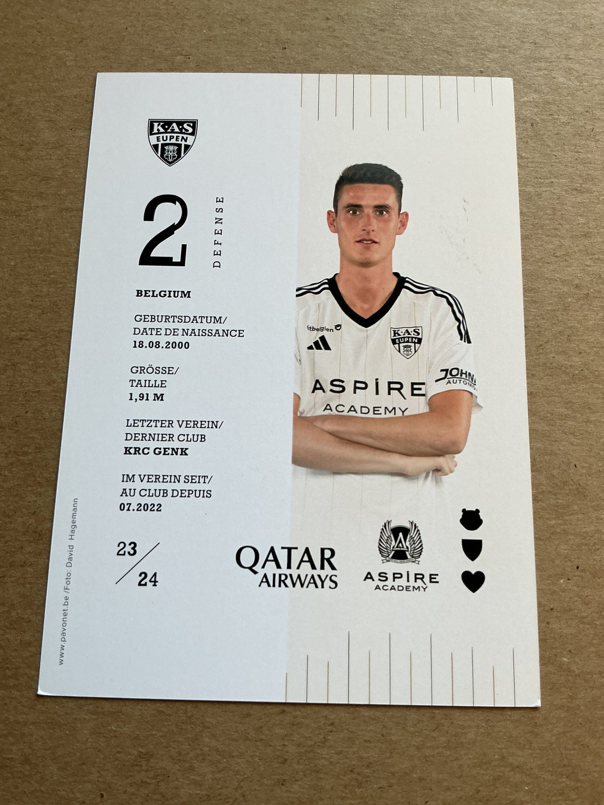 Yentl Van Genechten, Belgium 🇧🇪 KAS Eupen 2023/24 hand signed - Autographs-World